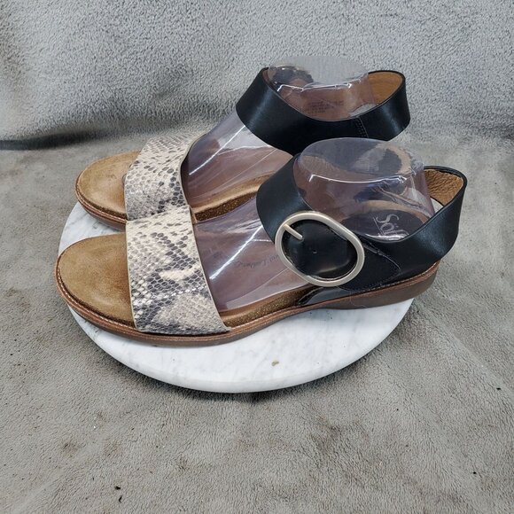 Sofft Shoes Womens Size 11 Grey Reptile & Black Leather Bali Sandals - Picture 1 of 10